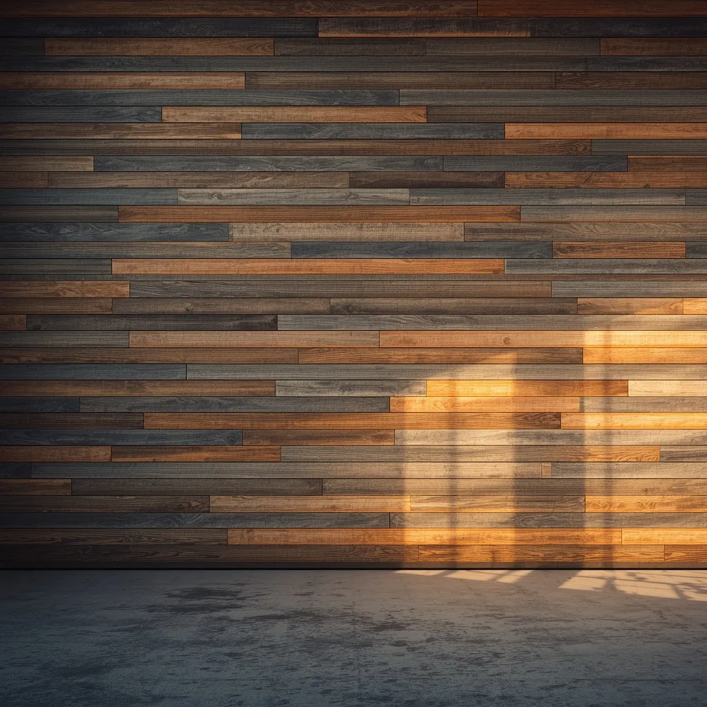 A reclaimed-wood slat feature wall adding warmth to a rustic garage