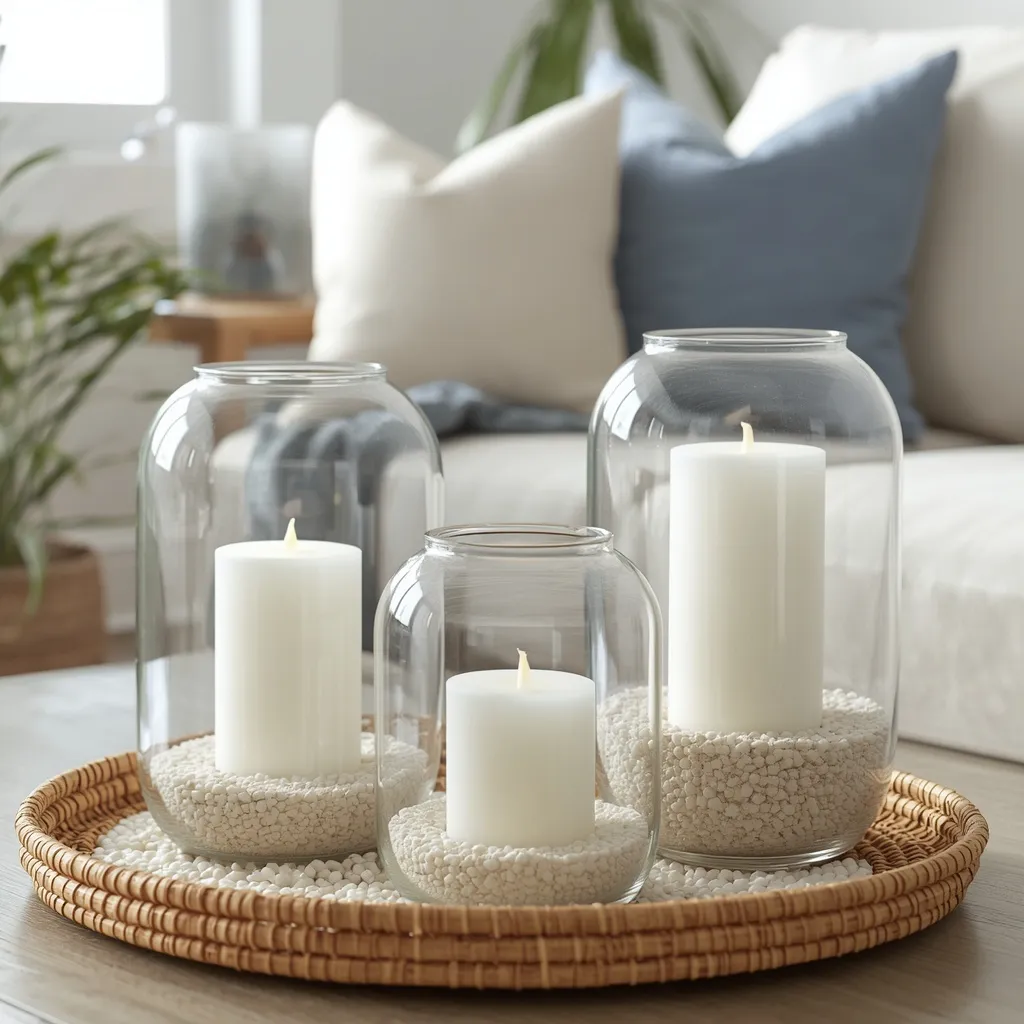 Coastal hurricane candle trio