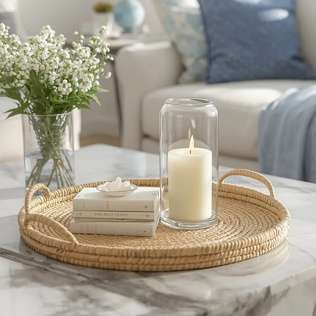 Coastal tray coffee table decor