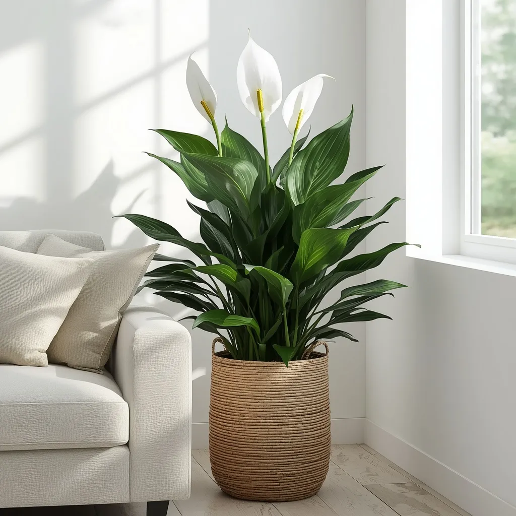 Large peace lily floor statement living room