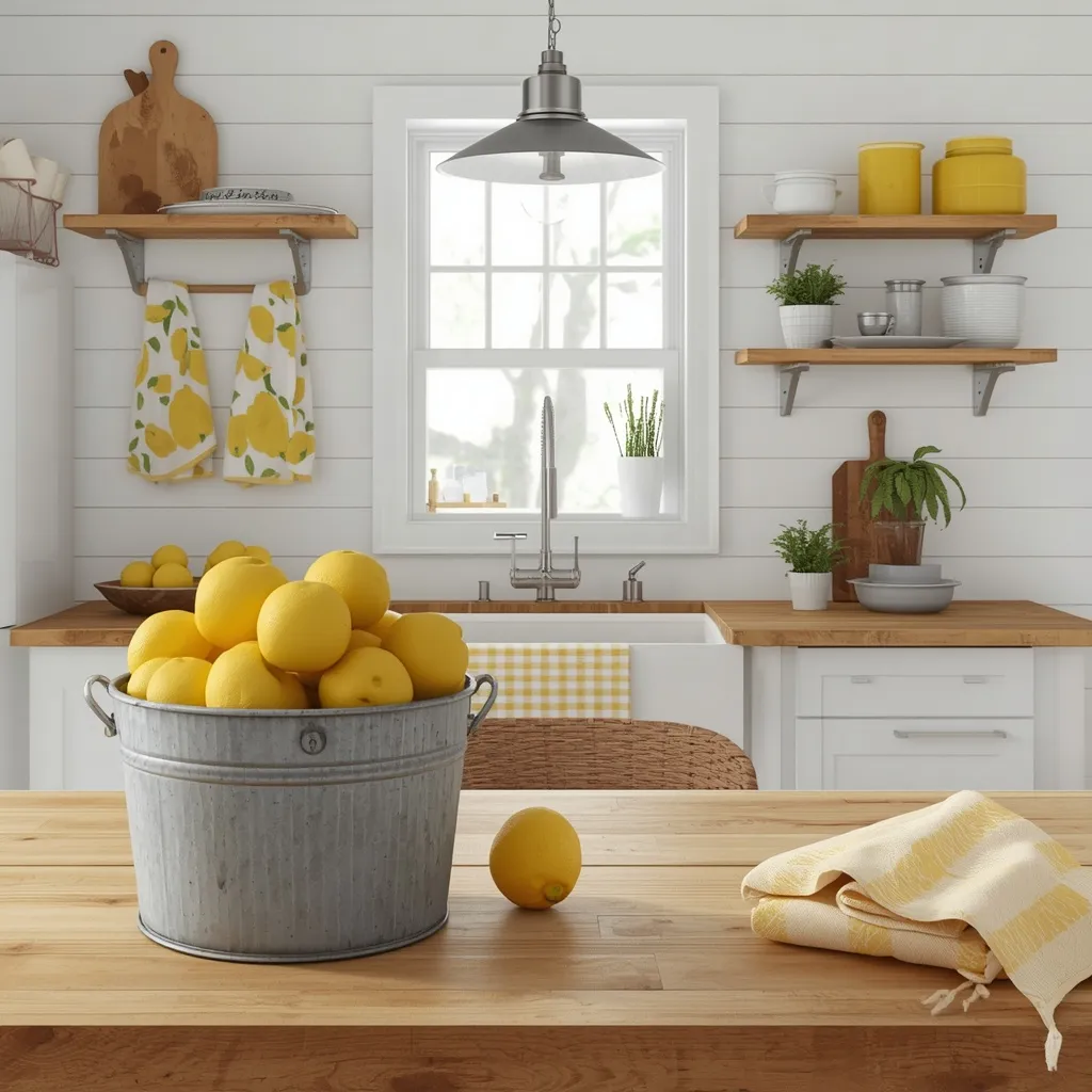 Lemon farmhouse summer kitchen