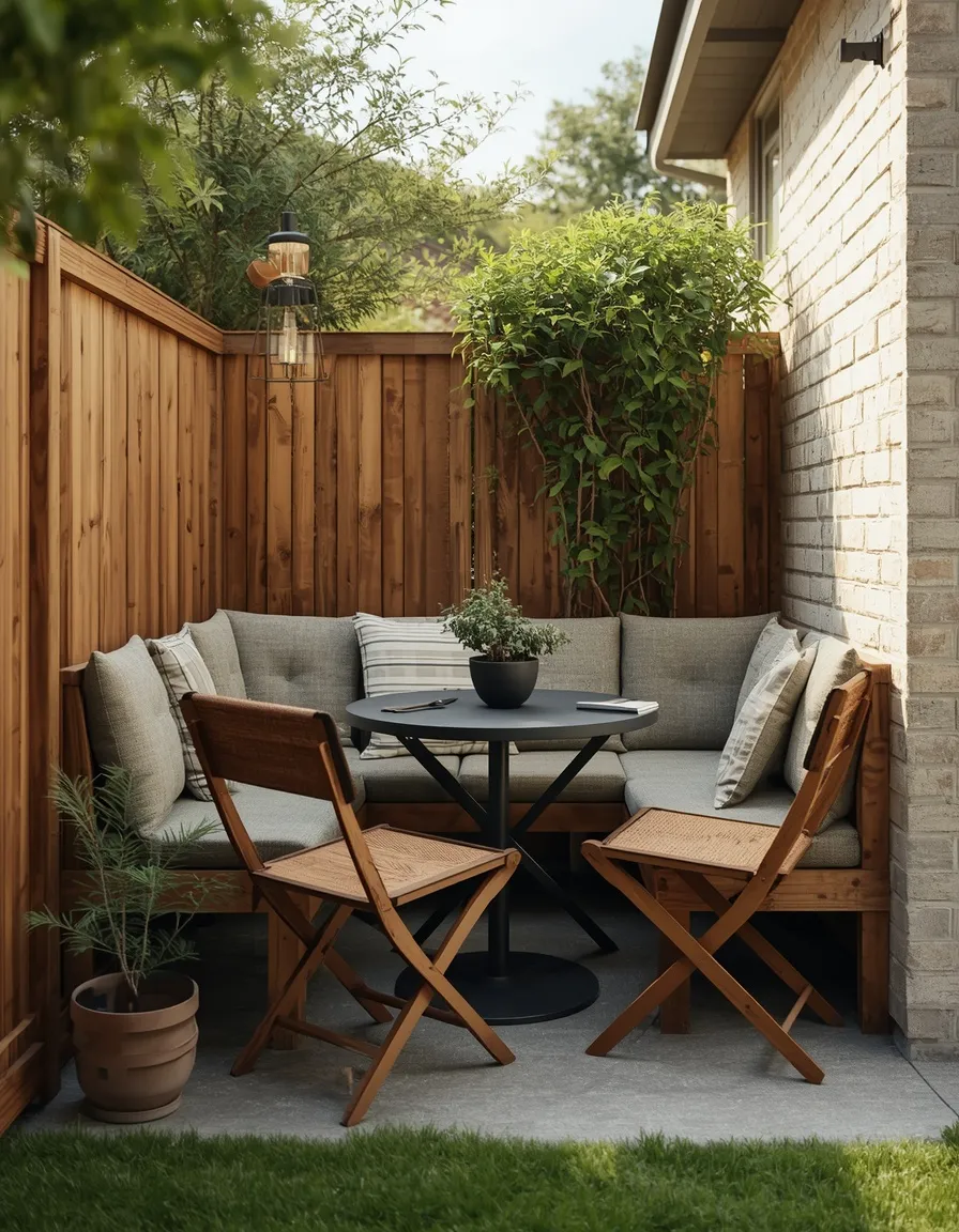 Small backyard corner dining nook