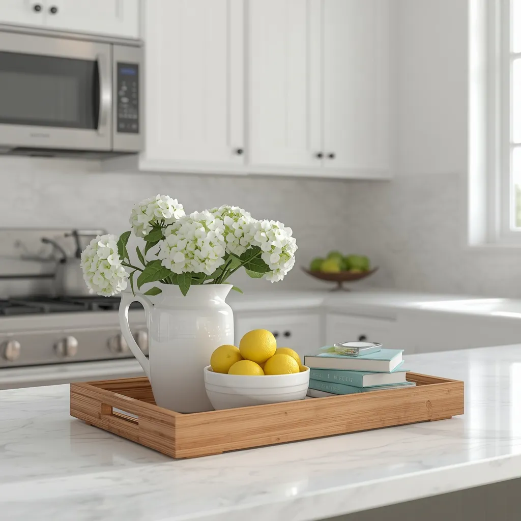 Styled summer kitchen island