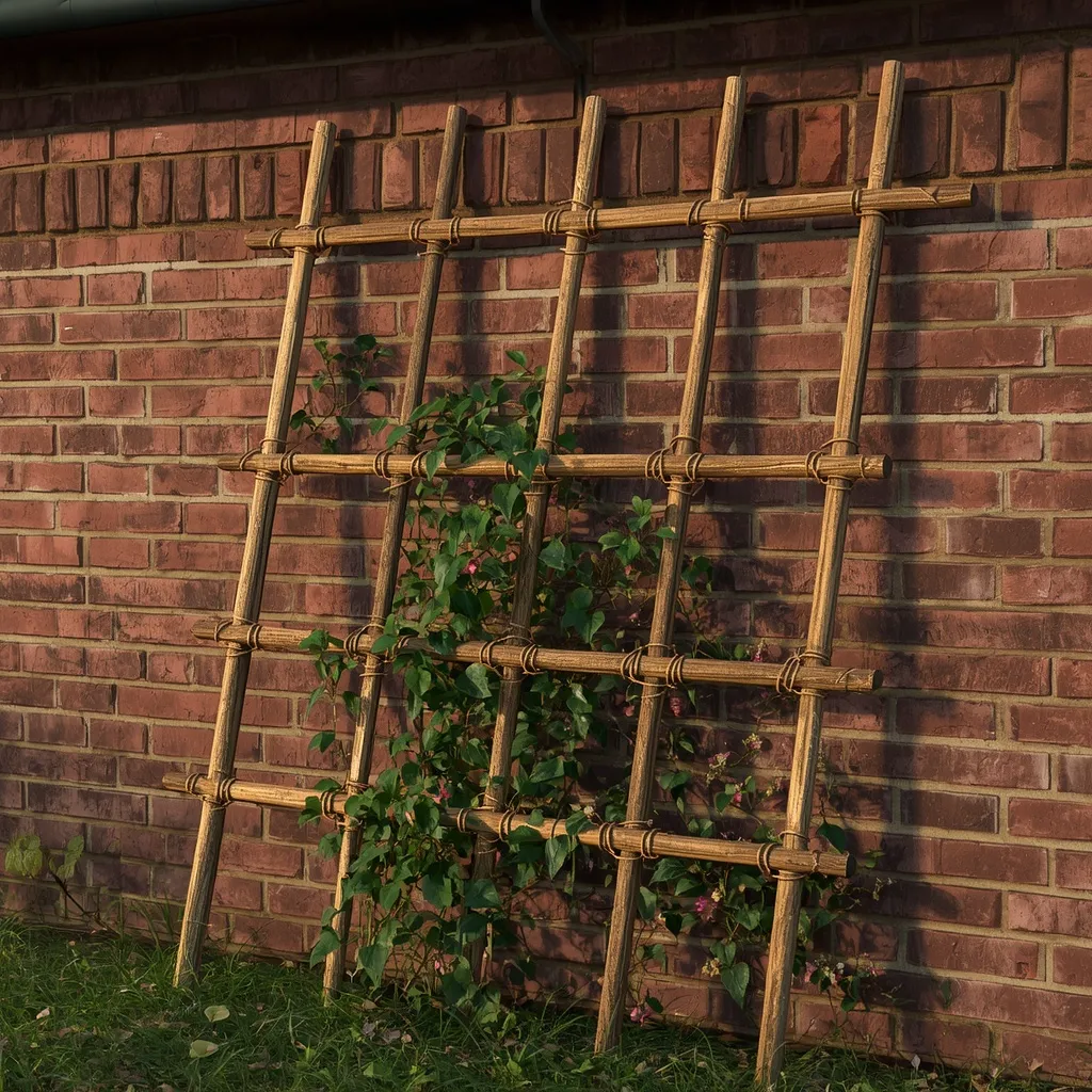 Twig fan trellis with clematis