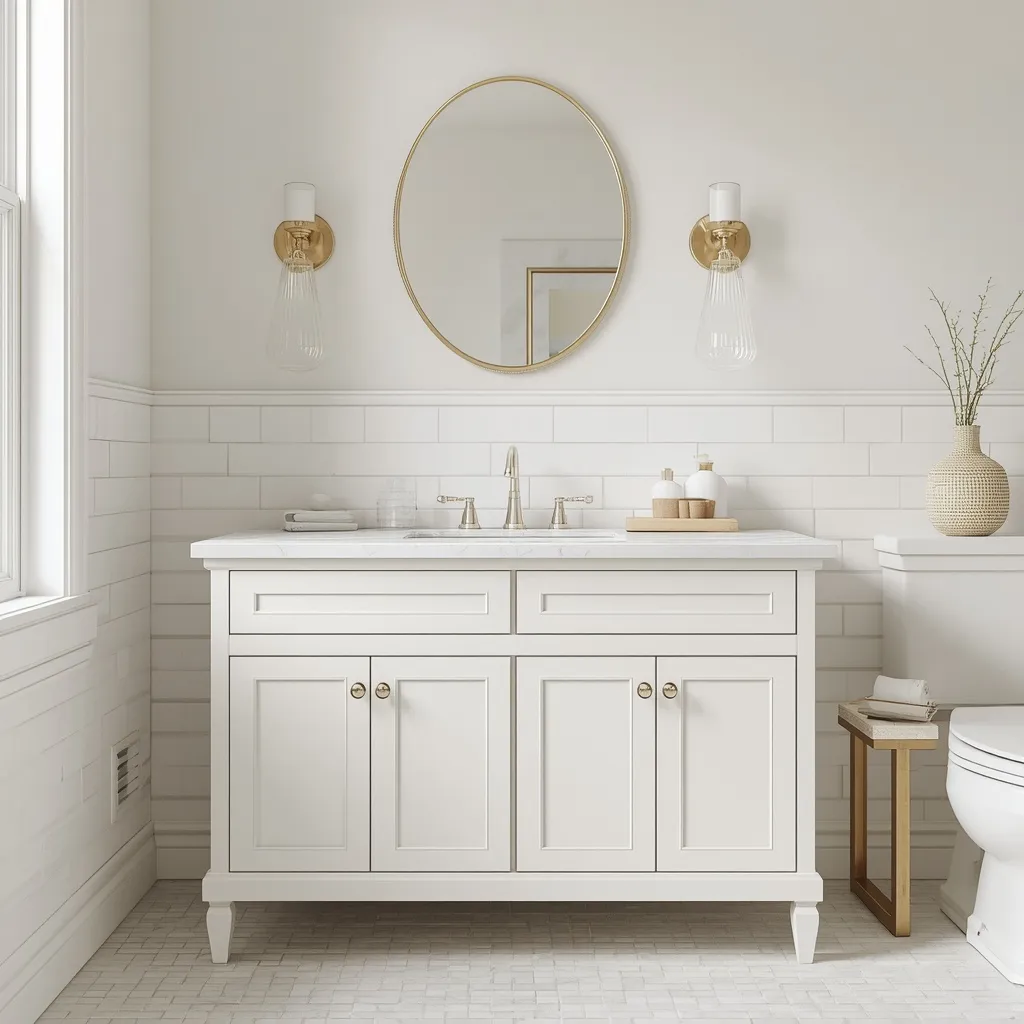 White bathroom vanity cabinet