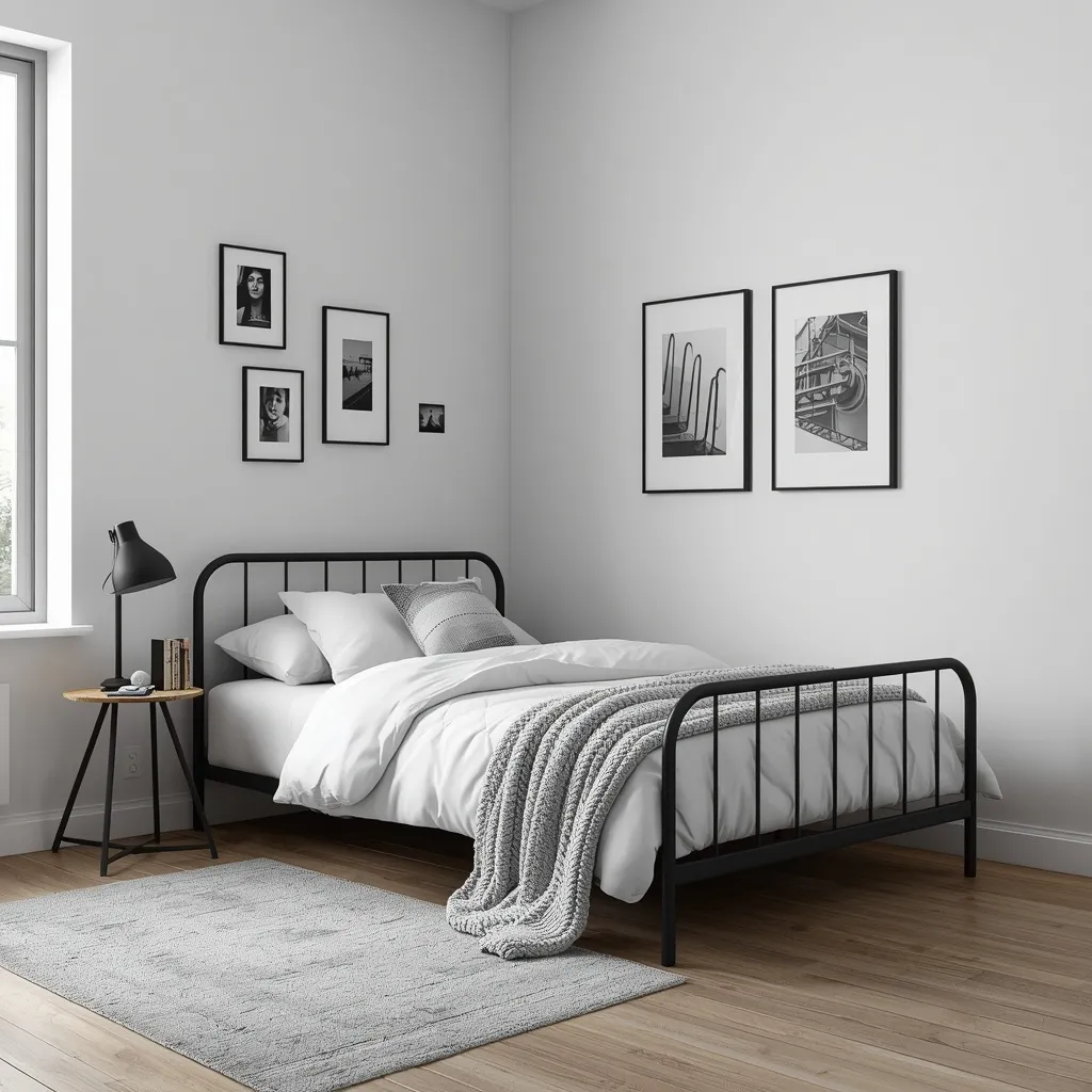 Black and white teen bedroom