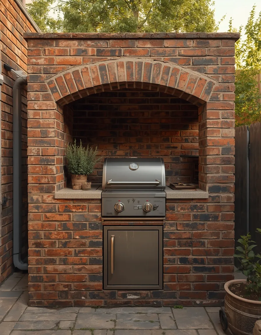 Brick grill small backyard kitchen