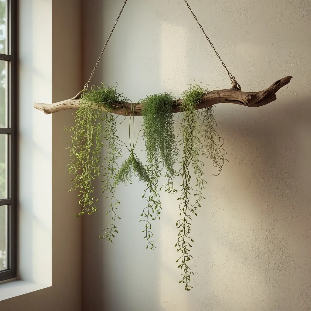 Hanging vertical air plant garden