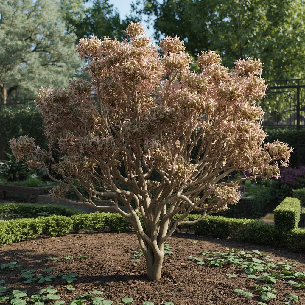 Large flowering jade shrub outdoors