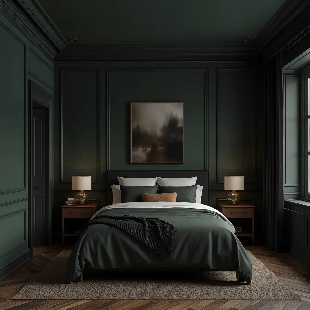 Moody dark aesthetic bedroom