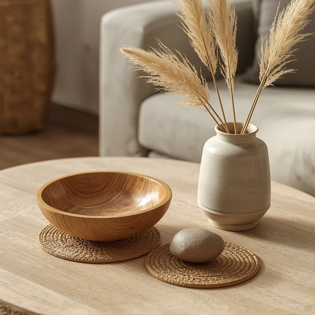 Natural textures coffee table decor