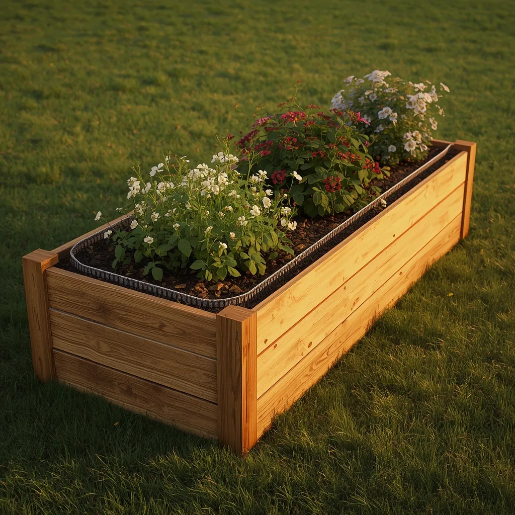 Raised timber flower bed layout