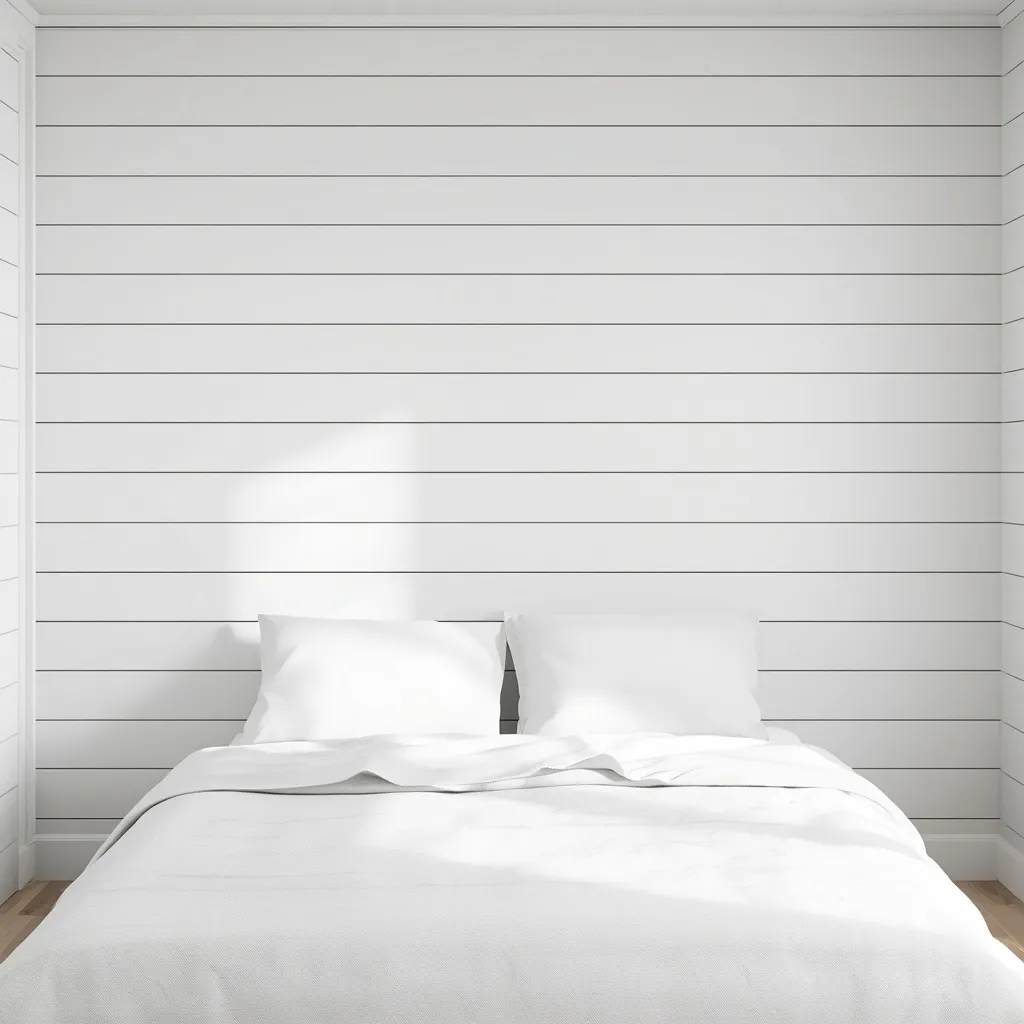 Shiplap accent wall bedroom