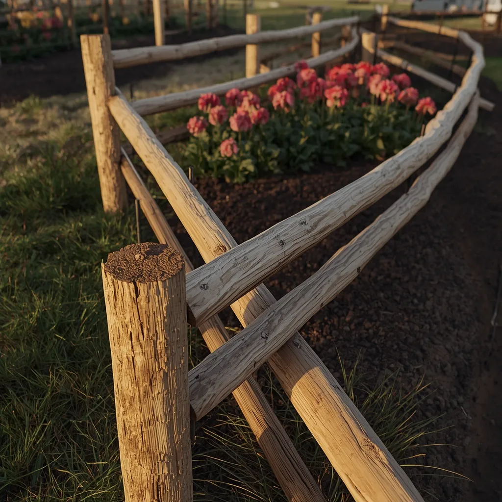 Split rail timber bed border