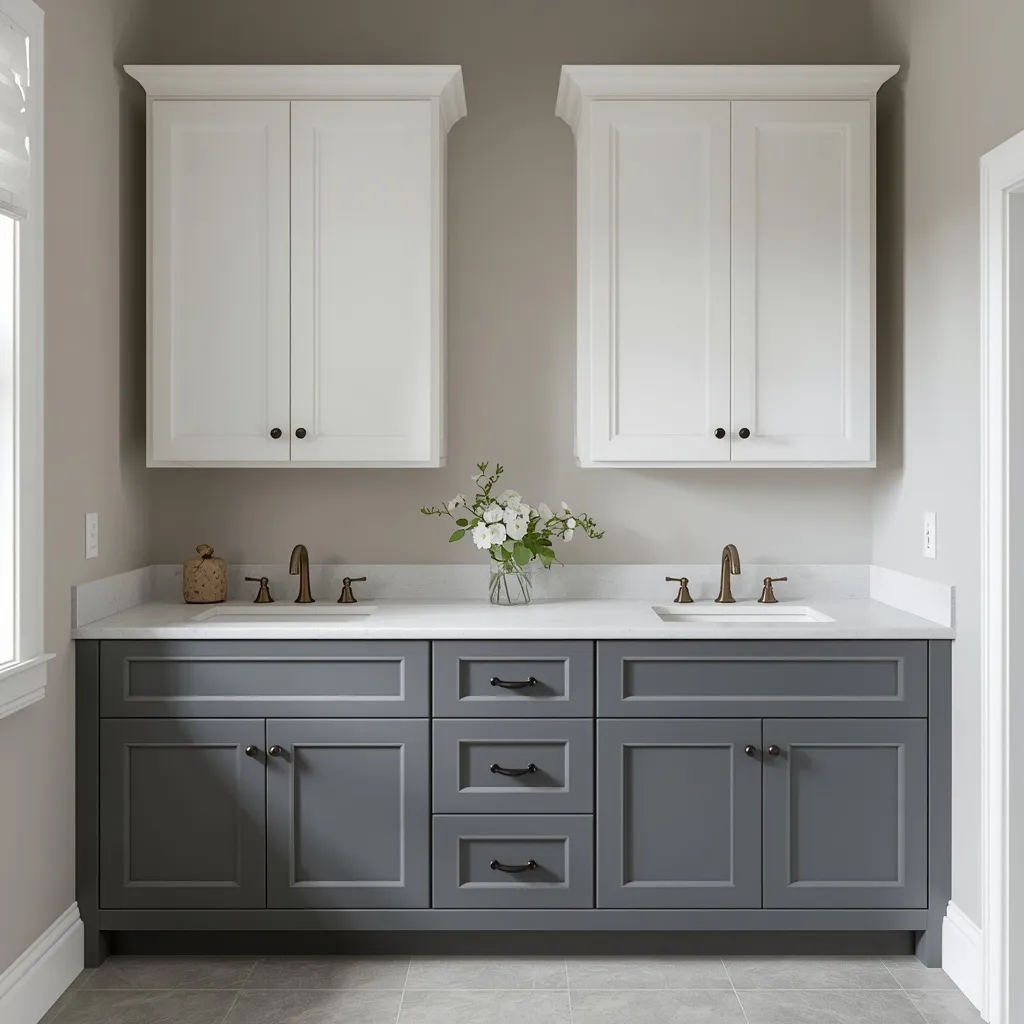 Two tone bathroom cabinets