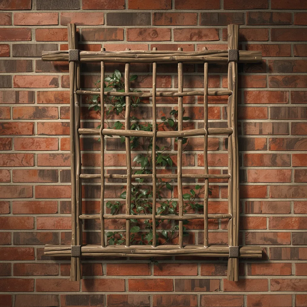 Wall mounted twig trellis frame