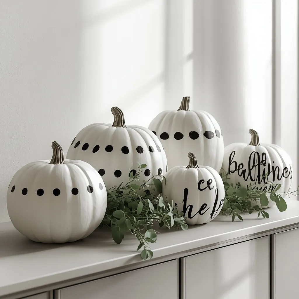 Black and white patterned pumpkins