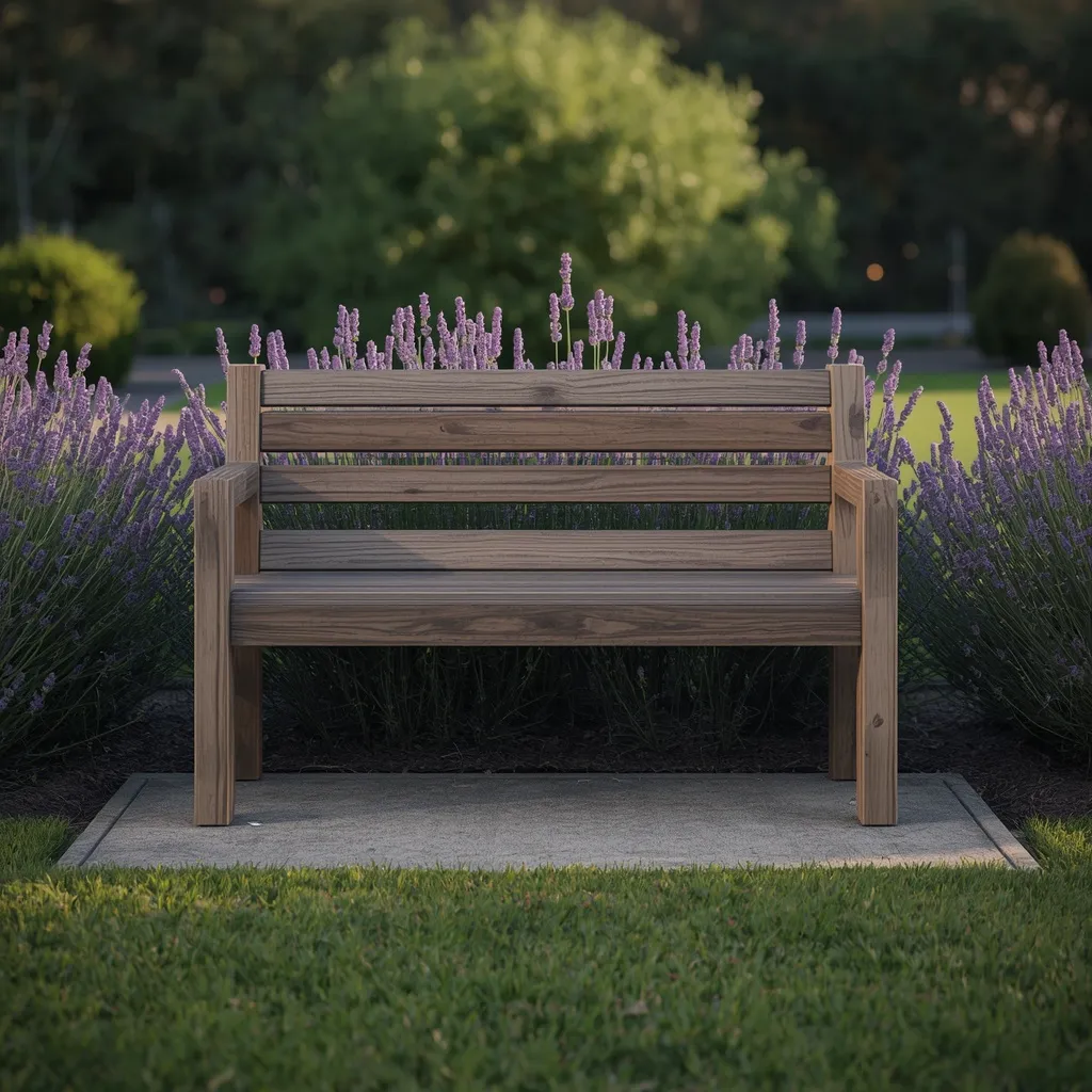 Corner flower bed with bench