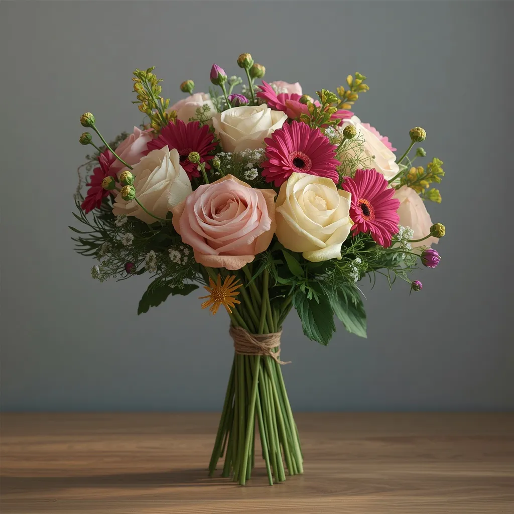 Hand tied summer flower bouquet