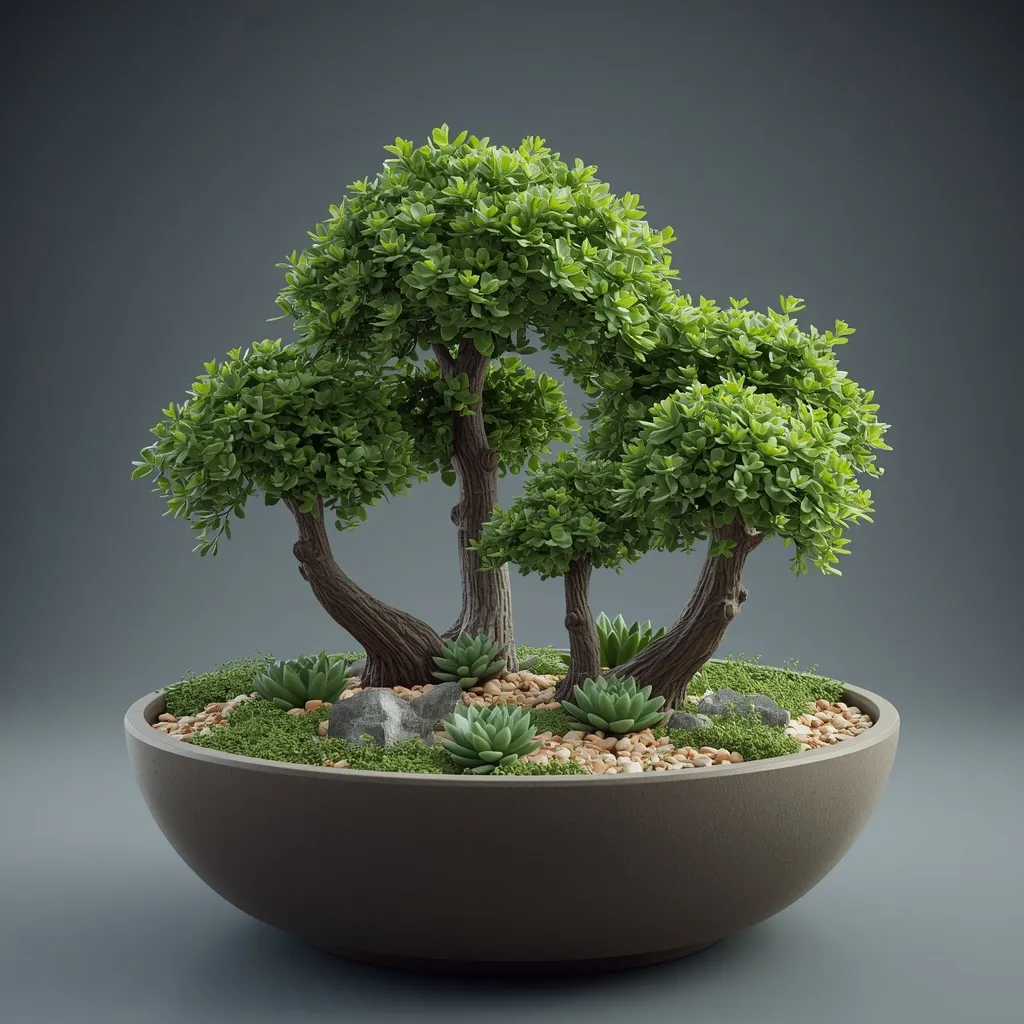 Jade grove in a wide shallow bowl