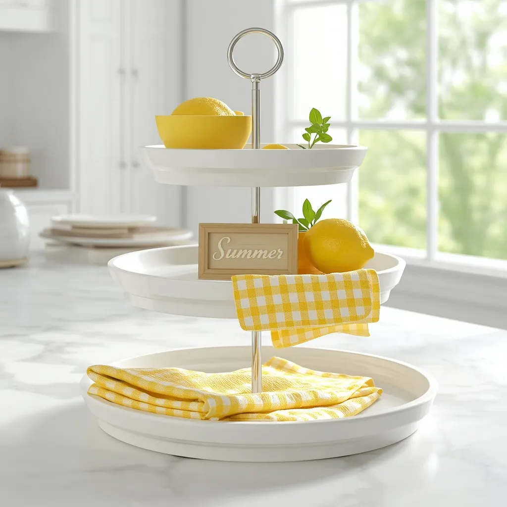 Lemon tiered tray kitchen decor