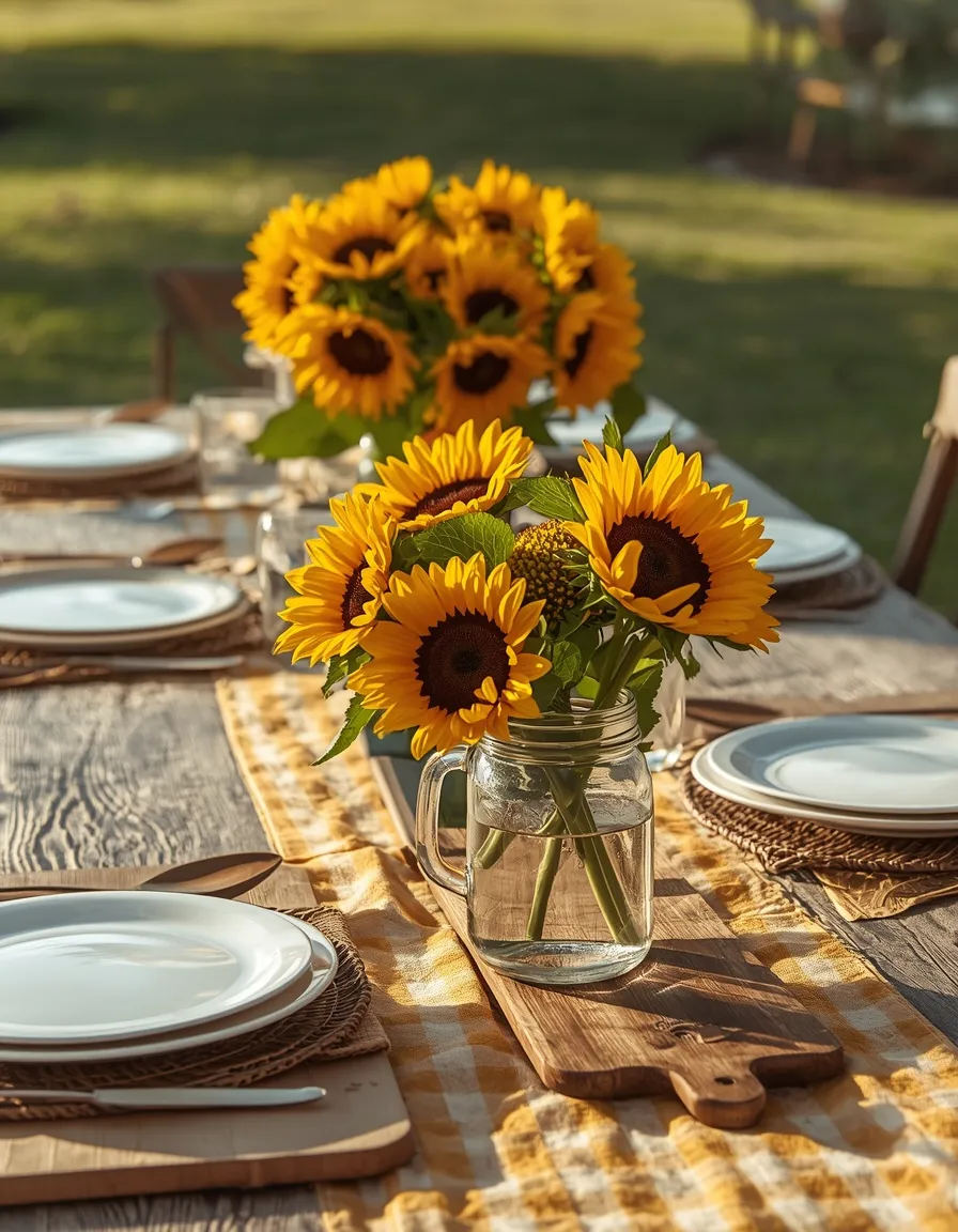 Sunflower farmhouse summer tablescape