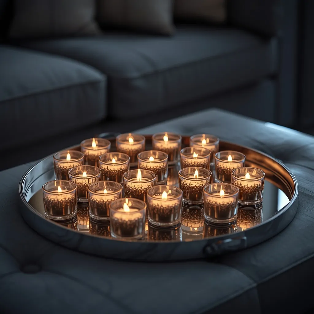 Tea light cluster candle tray