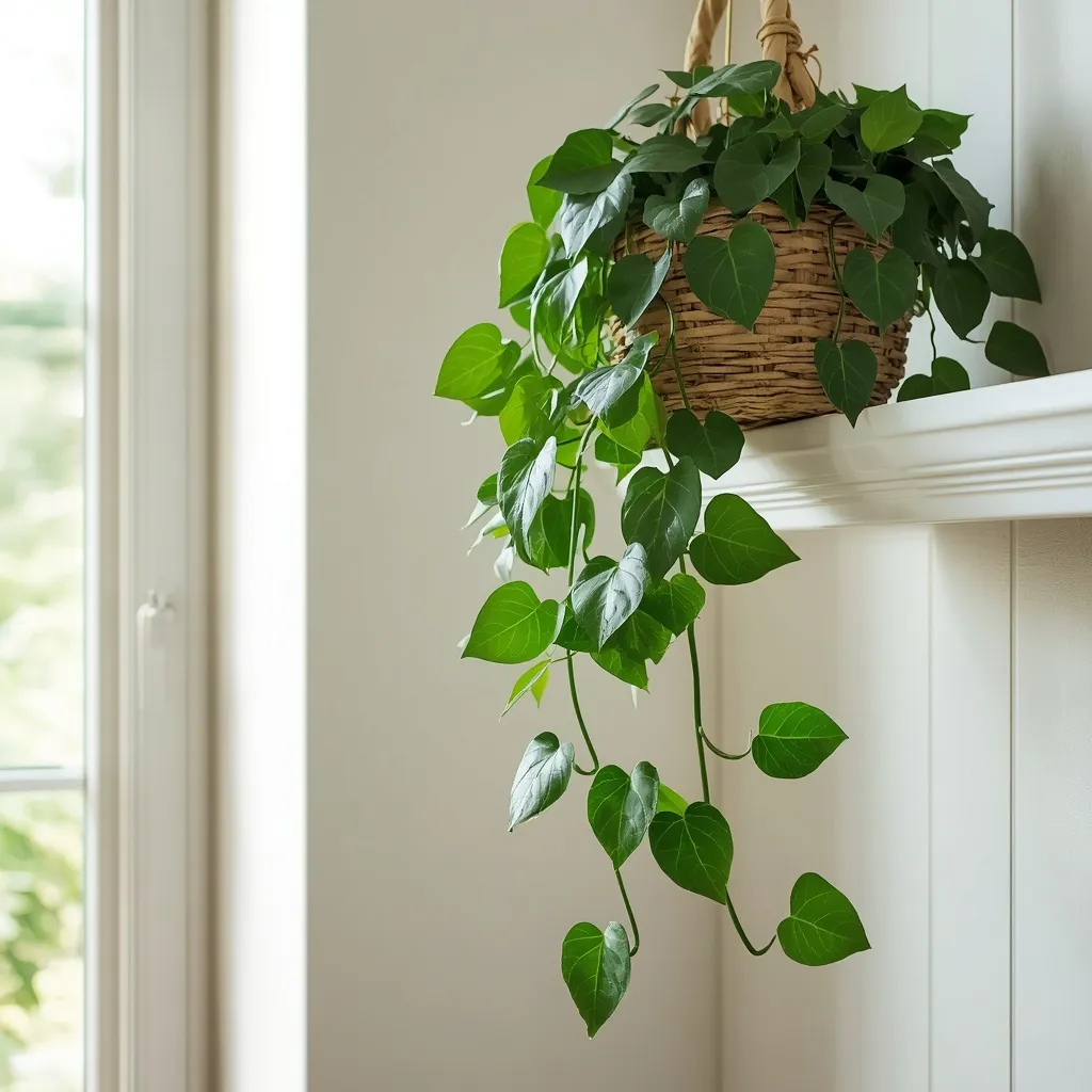 Trailing English ivy on a shelf