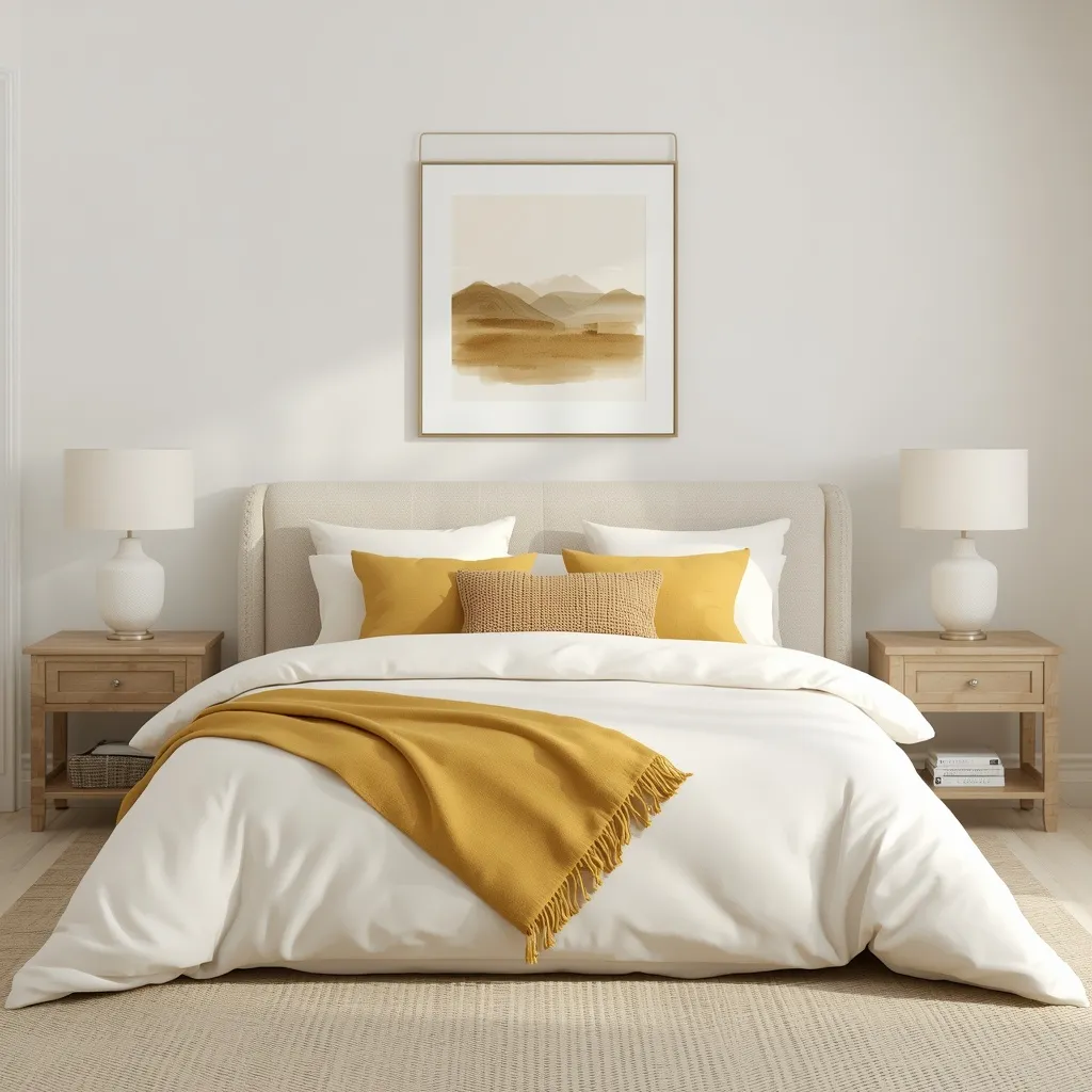 Yellow accent summer bedroom