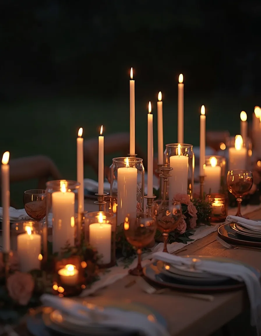 Candlelit summer dinner tablescape