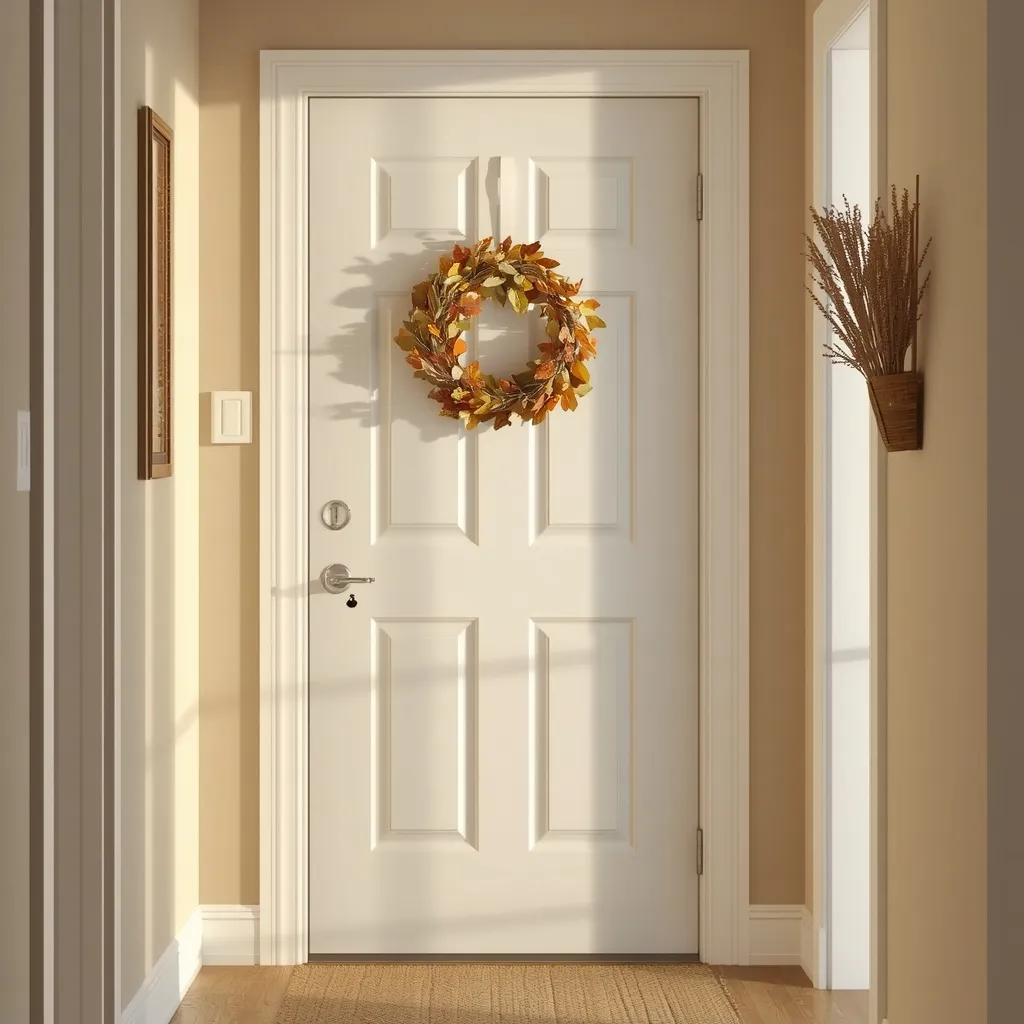 Fall-decorated apartment entry door