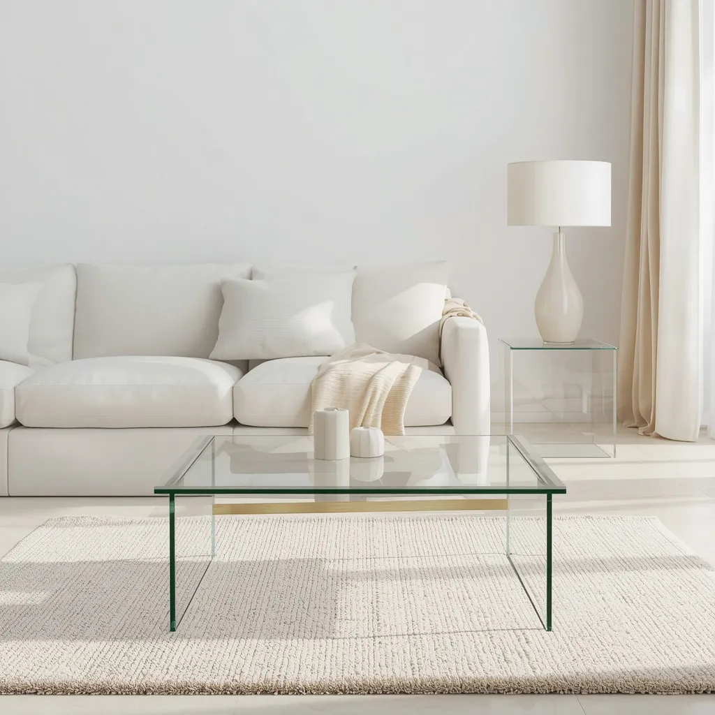 Glass coffee table airy room