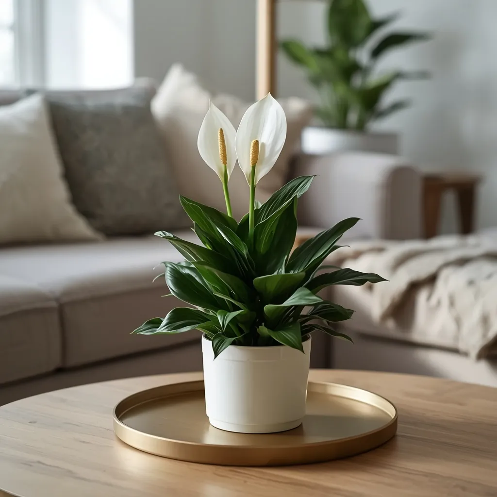 Peace lily coffee table centerpiece