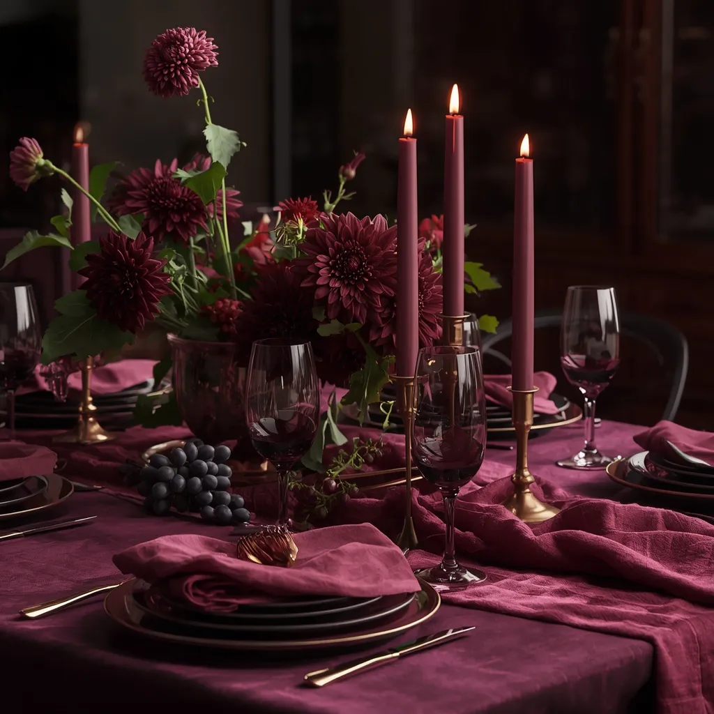 Plum jewel tone late summer dining