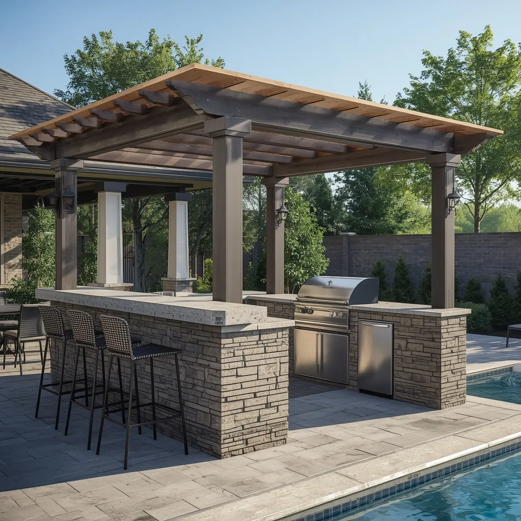 Poolside outdoor summer kitchen