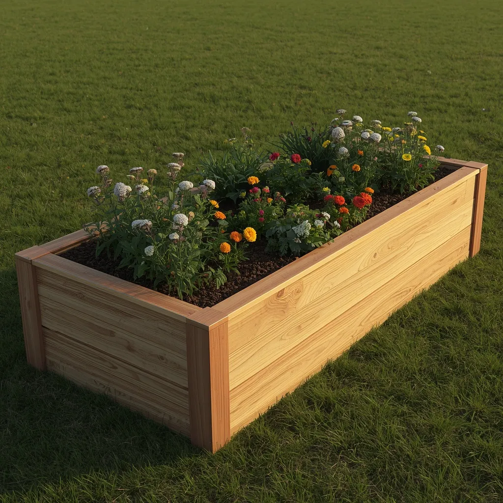 Raised timber flower bed
