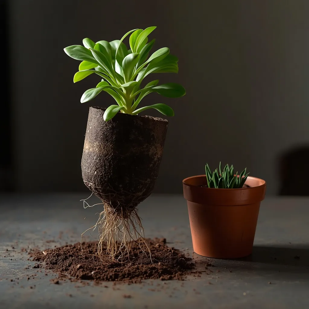 Repotting a jade plant