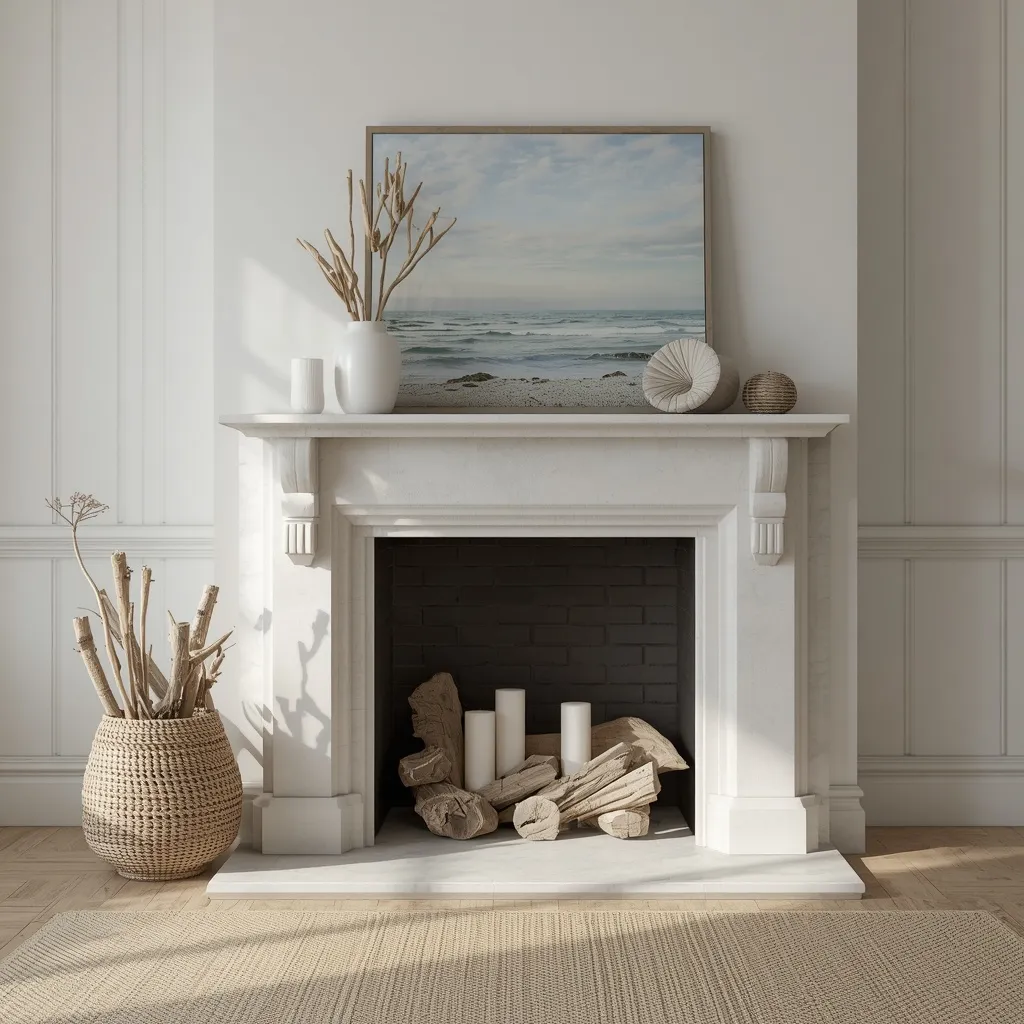 Summer fireplace coastal styling