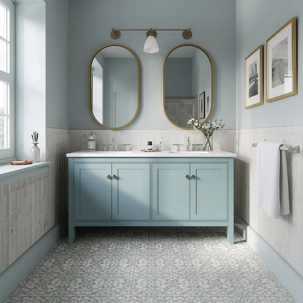 Vanity color matched to floor tile