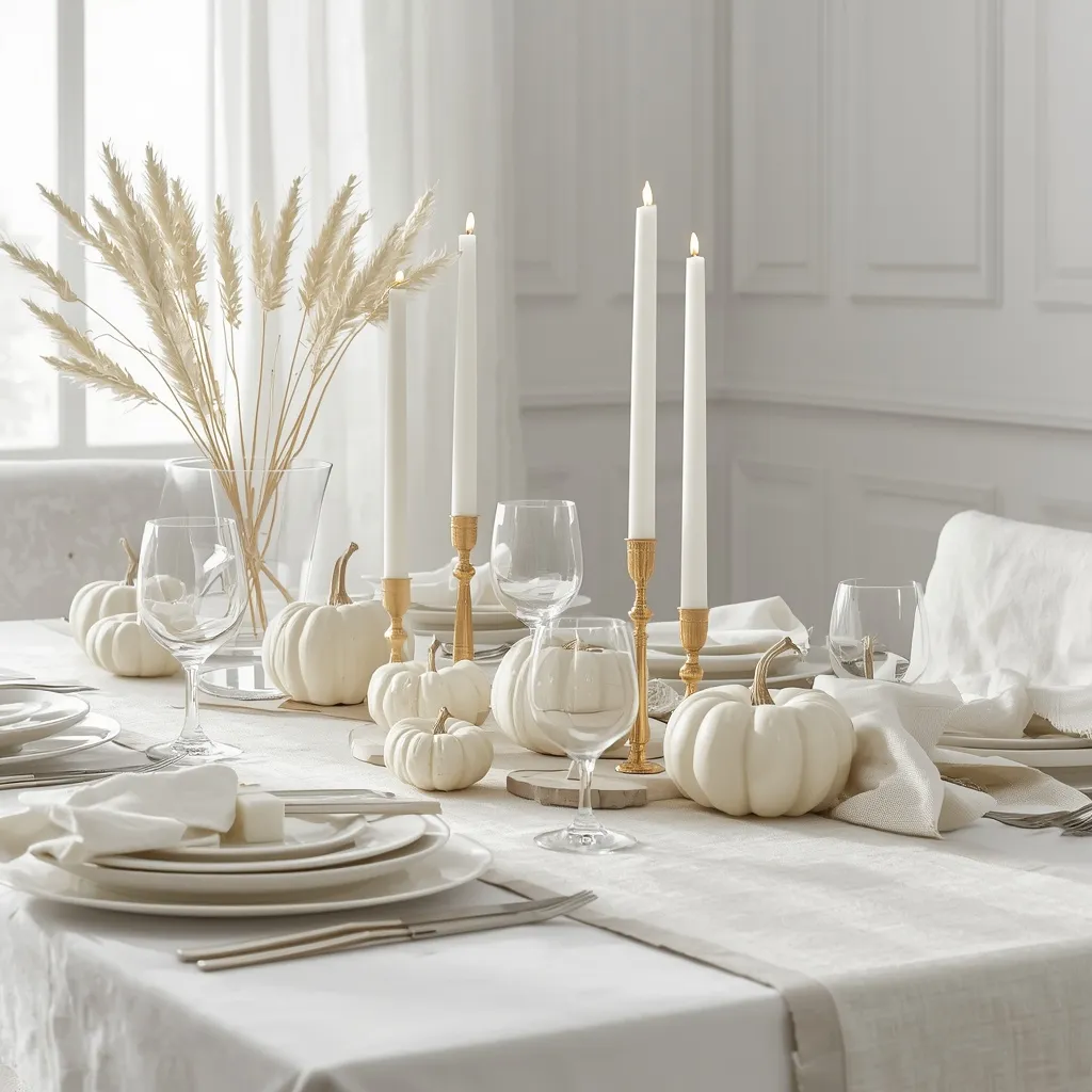 White and cream pumpkin table scheme