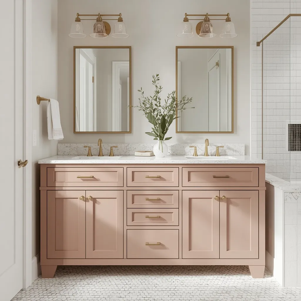 Blush pink bathroom vanity