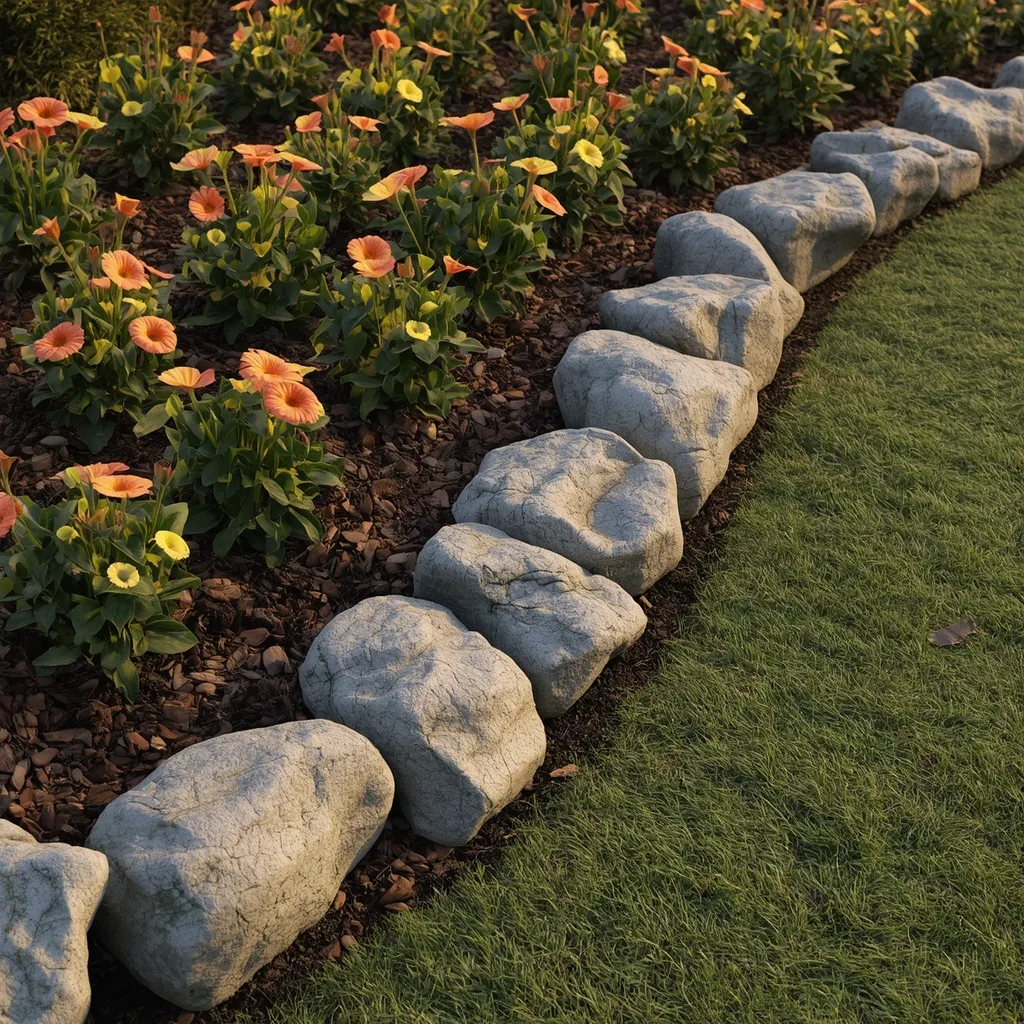 Boulder accent flower bed border