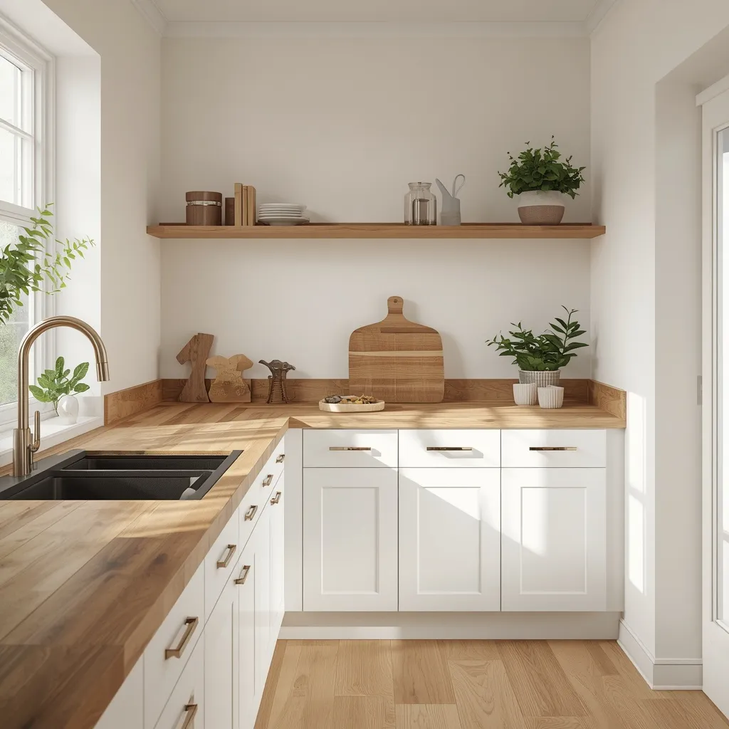 Butcher block counter kitchen makeover