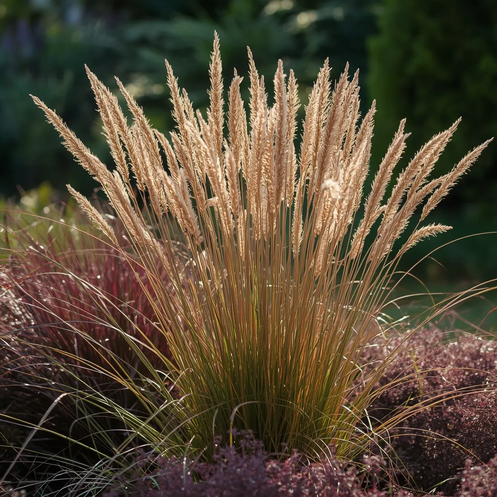 Copper ornamental grasses in autumn light