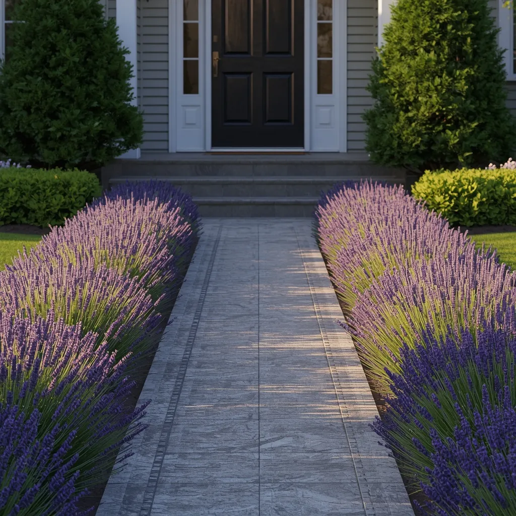 Flower beds along front walkway
