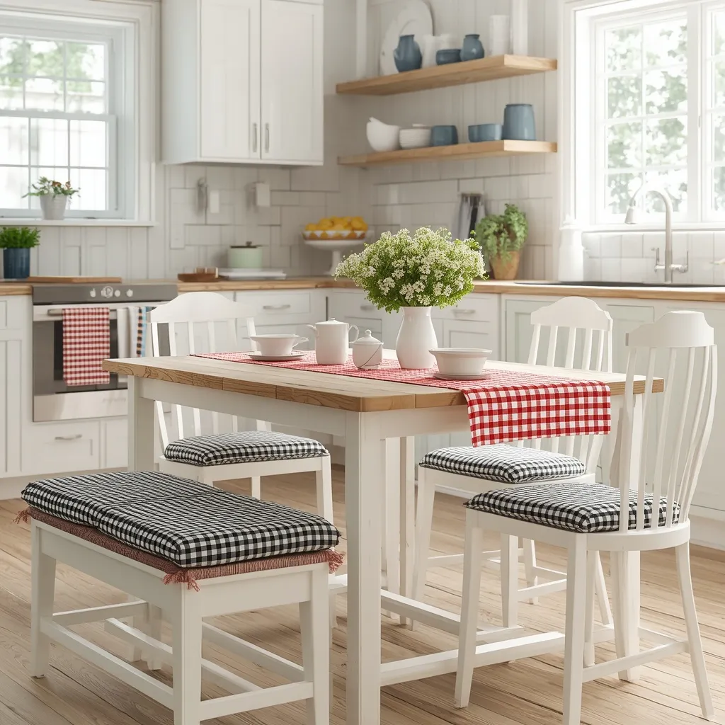 Gingham summer farmhouse kitchen