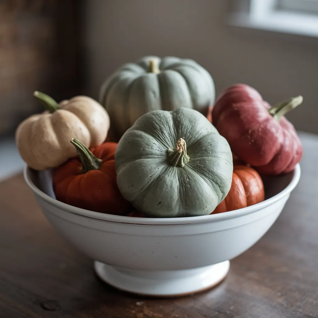 Heirloom pumpkins in mixed colors