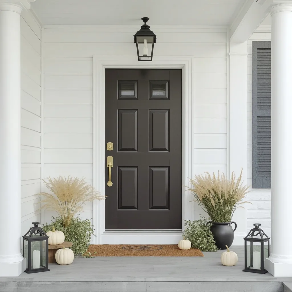 Modern white pumpkin porch scheme