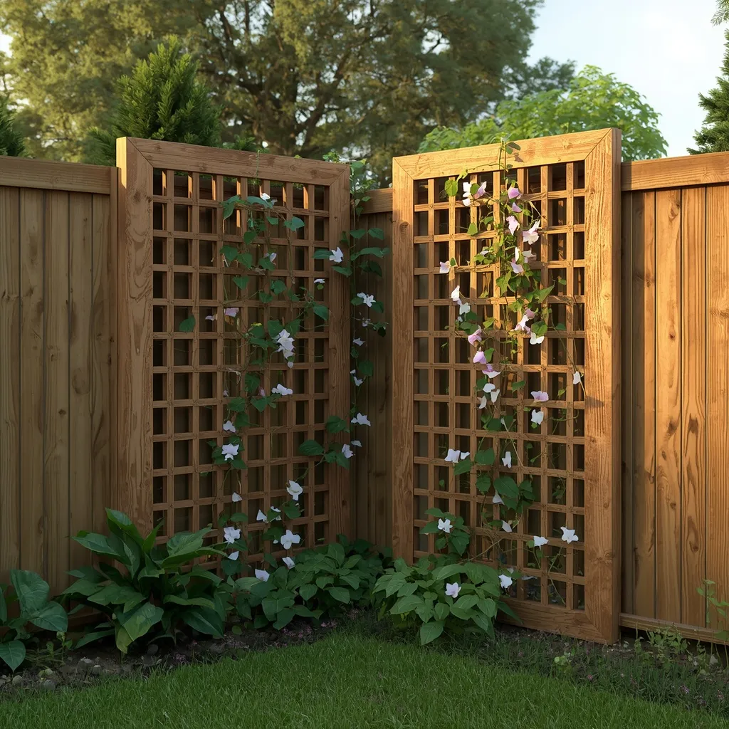 Trellis screen corner flower bed
