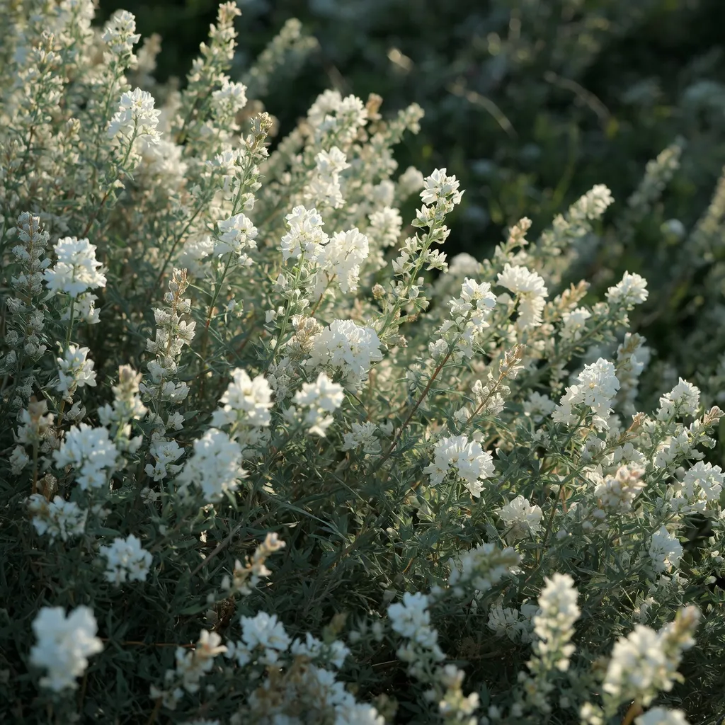White flowers paired with silvery lamb's ear and artemisia foliage in a sunny border